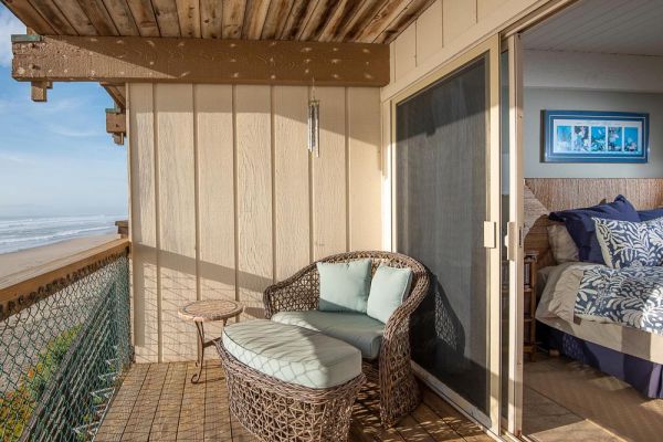 vacation beach house master bedroom private deck with beach access