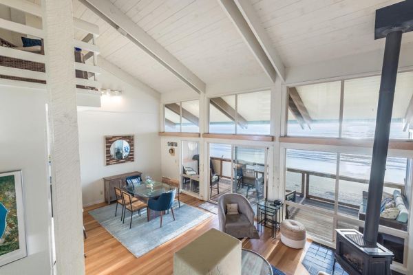 sunny ocean views through floor to ceiling windows